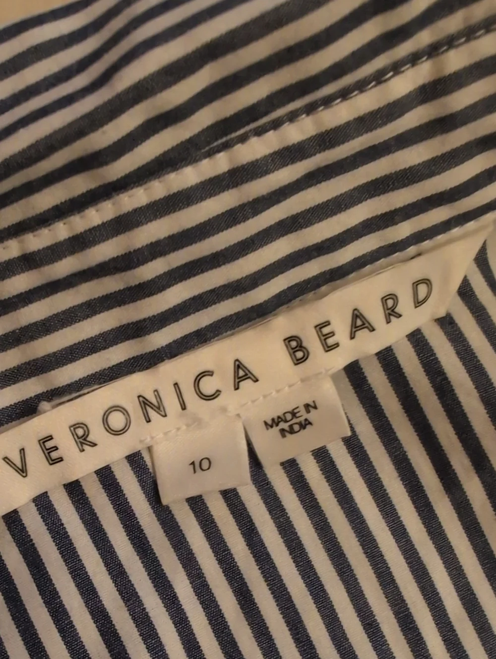 Veronica Beard Cotton Midi Dress Striped Floral Buttondown Short Puff Sleeve